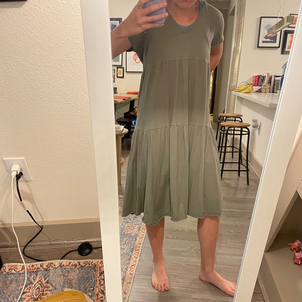 ZARA Tunic Shirt Dress Olive Green L